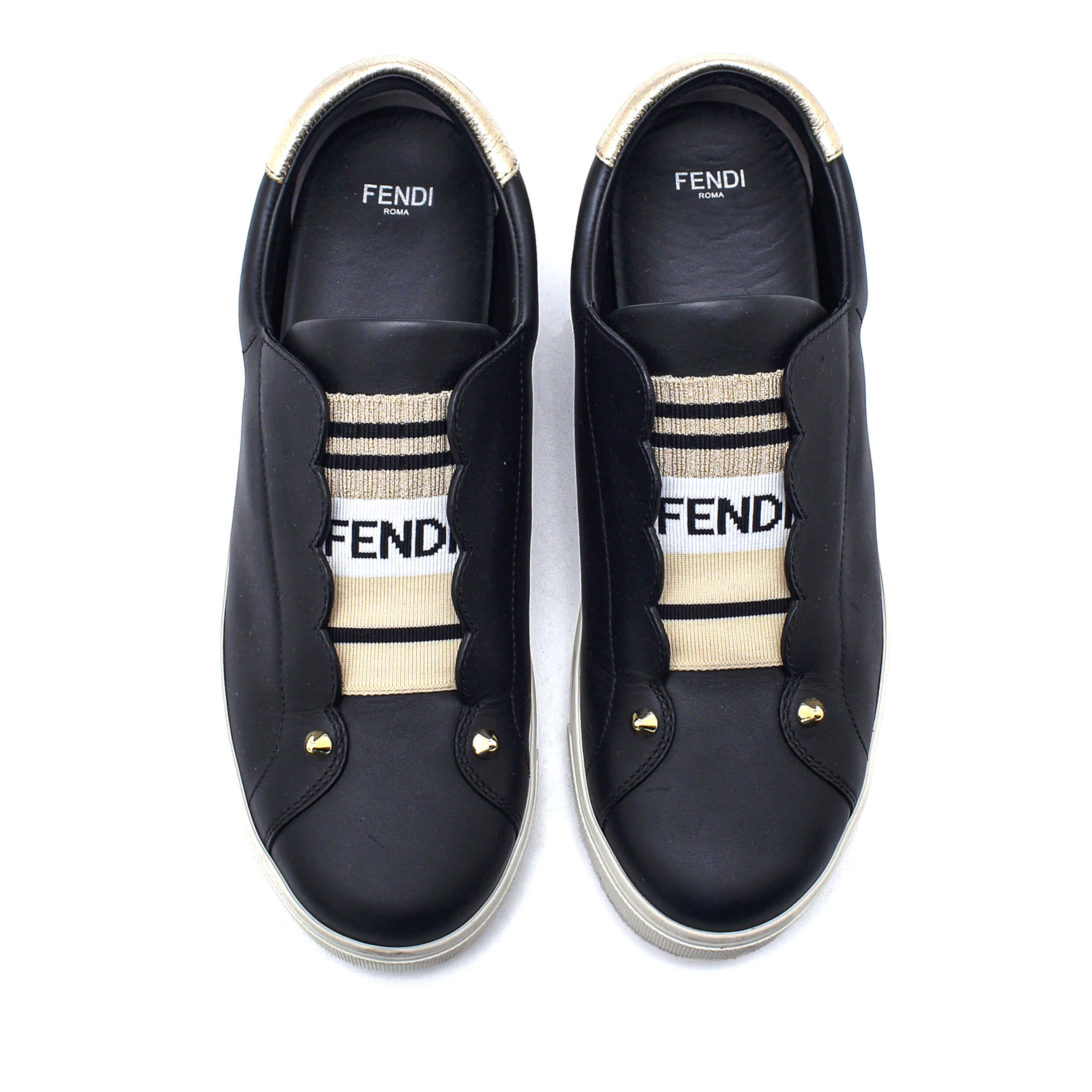 Fendi - Black Leather Rockoko Sneakers / 38